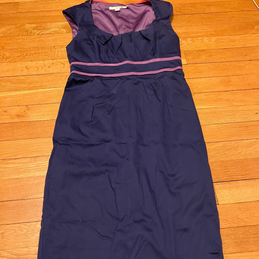 Boden Scoop Neck Cap Sleeve Banded Waist Sheath Dress (Size 2R)